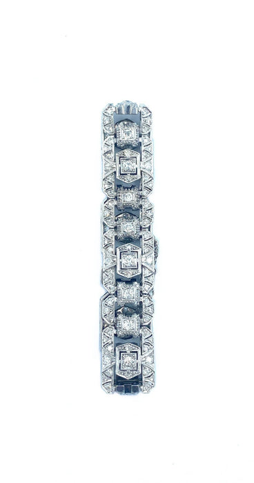 Bracelet Bracelet Art-Deco, or, platine et diamants 58 Facettes