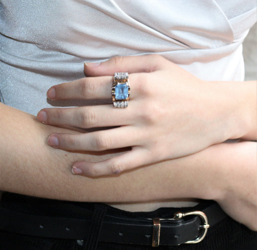 Bague 55 Bague Tank spinelle Verneuil et diamants 58 Facettes 455