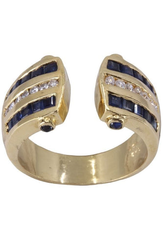 Bague BAGUE MODERNE SAPHIRS ET DIAMANTS 58 Facettes 077281