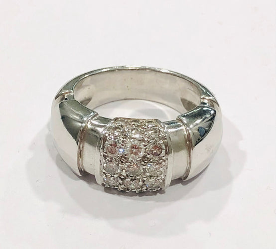 Bague Bague jonc or blanc et diamants 58 Facettes