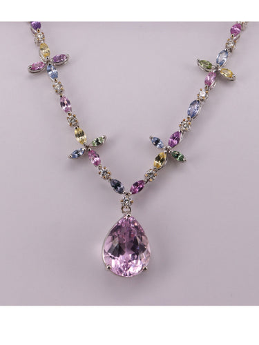 Collier Collier Diamant Kunzite et Saphirs Pastel 58 Facettes 2942