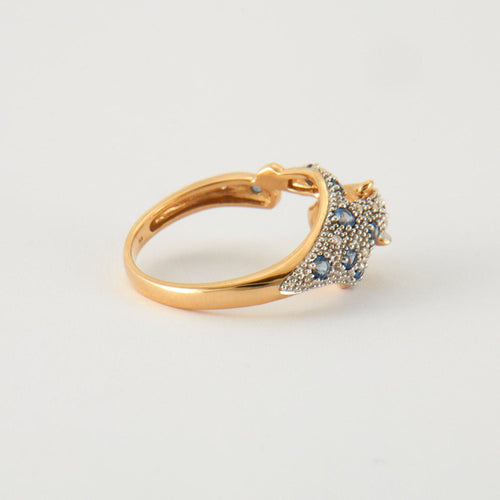 Bague 54 Bague panthère en Or jaune, saphirs & diamants 58 Facettes