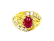 Bague 53 GILBERT ALBERT. Bague or jaune, rubis et diamants 58 Facettes