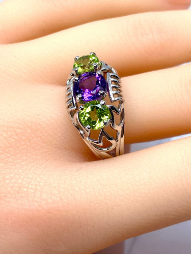 Bague 58 Bague péridots et améthyste 58 Facettes AB247