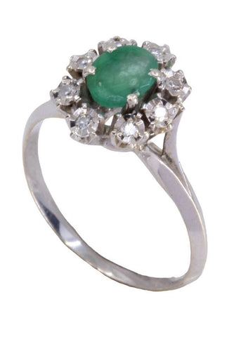 Bague 56 Bague Marguerite Or jaune Emeraude Diamants 58 Facettes 080441