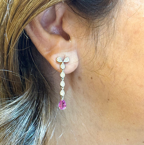 Boucles d'oreilles Boucles d’oreilles or blanc, diamants et tourmaline 58 Facettes