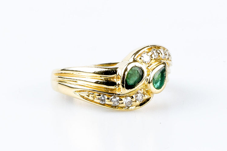 Bague 52 Bague diamants émeraudes en or massif 58 Facettes
