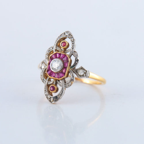 Bague 53 Bague Diamants et Rubis calibrés 58 Facettes JE143
