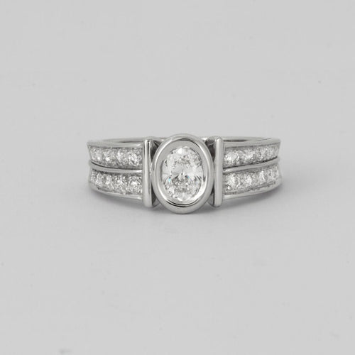 Bague 55 FRED - Bague Solitaire Diamant ovale 58 Facettes