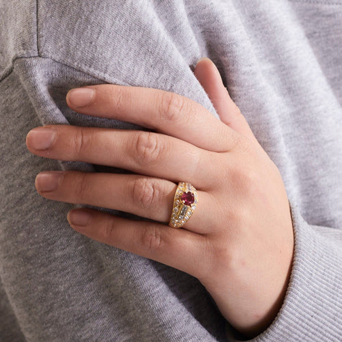 Bague 52 BAGUE RUBIS PAVEE DE DIAMANTS 58 Facettes