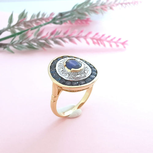Bague 57.5 Bague Saphirs et Diamants Or 18 K 58 Facettes AA 1629
