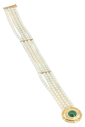 Bracelet BRACELET 4 RANGS ÉMERAUDE ET PERLES 58 Facettes 051441