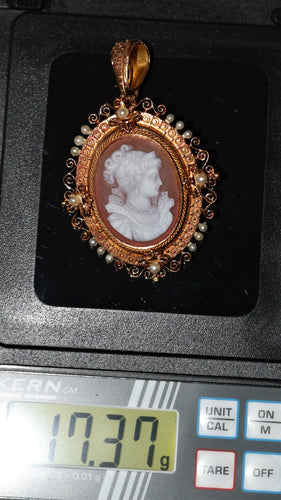 Broche Broche-Pendentif XIXe camée et perles 58 Facettes 459.1
