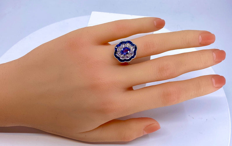 Bague 51 Bague marguerite Or Saphirs Diamants 58 Facettes AB214