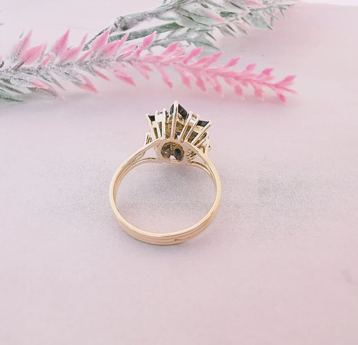 Bague 53.5 Bague fleur Saphirs Diamants Or Jaune 58 Facettes AB 1073