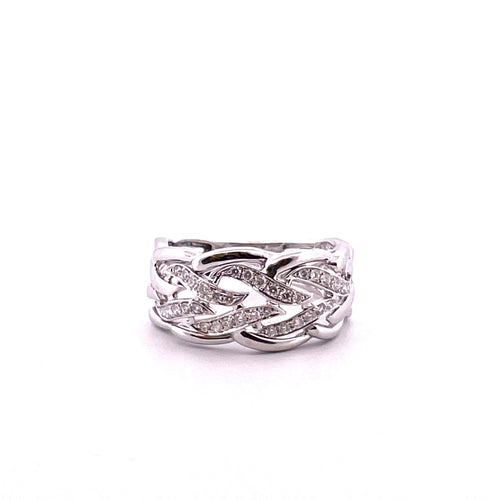Bague Bague ajourée en or blanc, diamants 58 Facettes