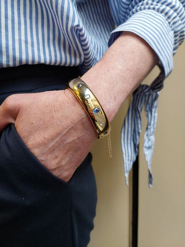 Bracelet BRACELET JONC OUVRANT SAPHIRS DE CEYLAN ET DIAMANTS 58 Facettes 079651