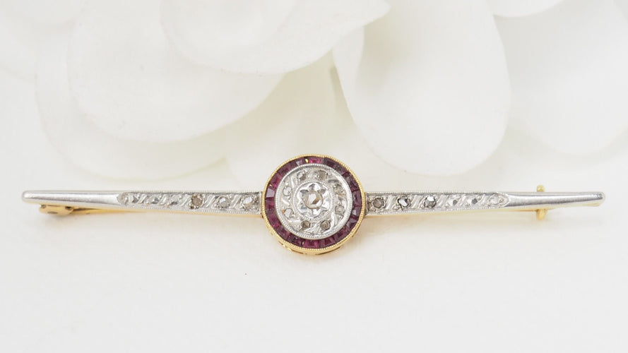 Broche Broche barrette Or Rubis Diamants 58 Facettes 27415