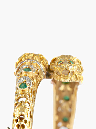 Bracelet Bracelet Têtes de lion Diamants Emeraudes 58 Facettes