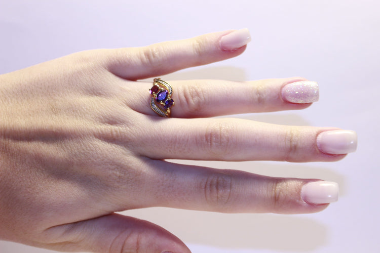 Bague 53 Bague Diamants et Améthystes 58 Facettes