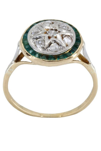 Bague BAGUE ART-DÉCO ÉMERAUDES ET DIAMANTS 58 Facettes 057041