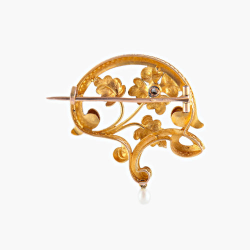 Broche Broche Art Nouveau florale or jaune 58 Facettes 449