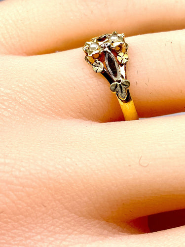 Bague 53 Bague or jaune et rose perles 58 Facettes AB180