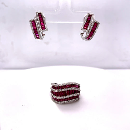 Bague Parure Rubis et Diamants 58 Facettes