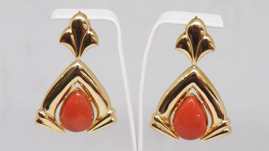 Boucles d'oreilles Boucles d'oreilles or jaune et corail 58 Facettes 29894