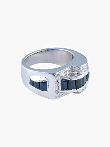 Bague 49 Bague à Pont Saphirs Diamants 58 Facettes