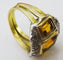 Bague Bague vintage citrines et diamants en or et argent 58 Facettes