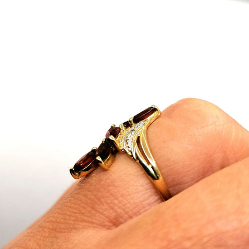 Bague 48 Bague or jaune grenats diamants 58 Facettes 3458