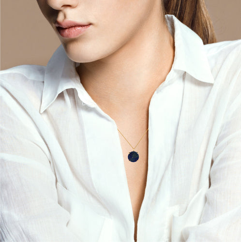 Collier Pendentif Lapis lazuli &  Or recyclé 58 Facettes