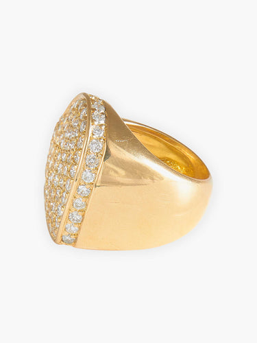 Bague 51 Bague Chevalière Coeur Diamants 58 Facettes