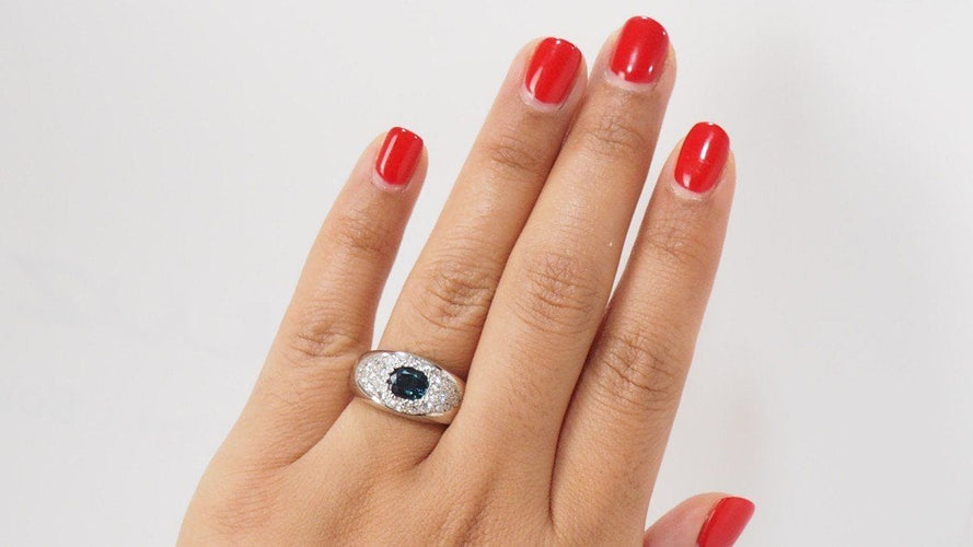 Bague 56 Bague Bandeau En Or Blanc, Saphir Et Diamants 58 Facettes 31468