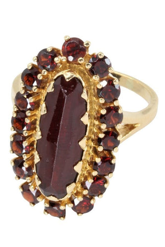 Bague BAGUE MARQUISE ANCIENNE GRENATS 58 Facettes 052441