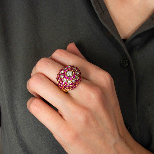 Bague 51 Bague boule or rose et pierres 58 Facettes