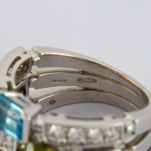 Bague 56 BULGARI - Bague 3 anneaux Pierres 58 Facettes