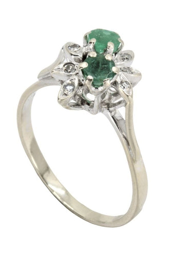 Bague BAGUE ÉMERAUDE ET DIAMANTS ANNÉES 50' 58 Facettes 044751