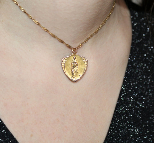 Pendentif Médaille-Pendentif Art Nouveau en or jaune 58 Facettes 442