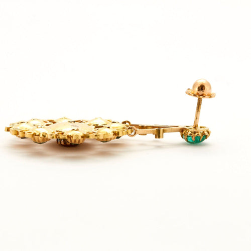 Boucles d'oreilles Pendants d'oreilles Rosaces Emeraudes Diamants 58 Facettes