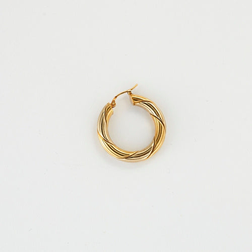 Boucles d'oreilles Créoles 2 ors torsadées striées 58 Facettes
