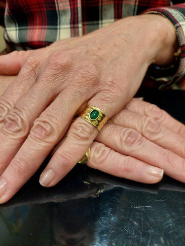 Bague 54 BAGUE MODERNE ÉMERAUDE CABOCHON 58 Facettes 074551