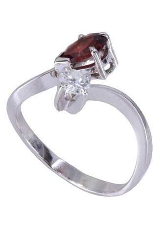 Bague 58 Bague "Toi et Moi" Or blanc Grenat Diamant 58 Facettes 075391