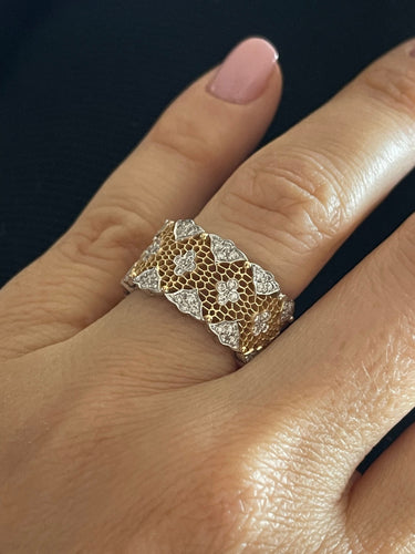 Bague 54 Bague dentelle en or jaune, diamants blancs 58 Facettes