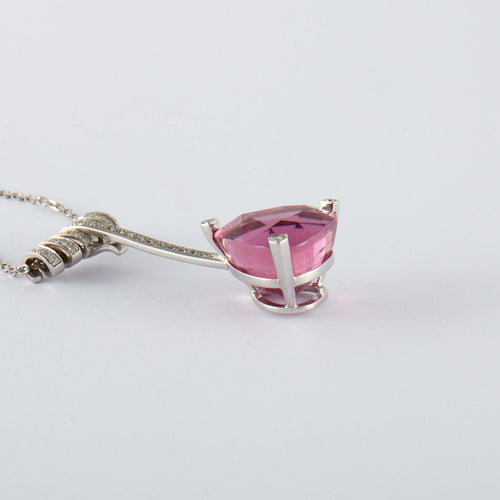Collier Collier Or Gris Tourmaline Rose 58 Facettes