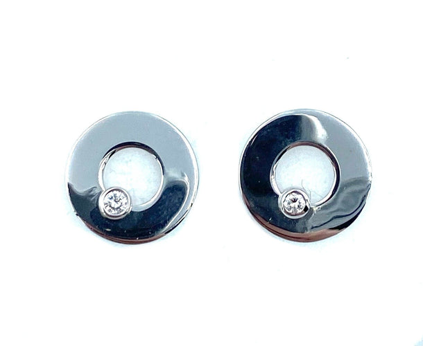 Boucles d'oreilles DINH VAN. Paire de boucles d’oreilles Cible or blanc et diamants 58 Facettes