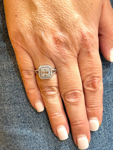 Bague 55 Bague Princesse or blanc diamants 58 Facettes