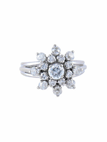 Bague Bague Fleur Diamants, Vers 1950 58 Facettes