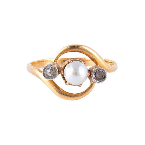 Bague 54 Bague Perle Diamants 58 Facettes